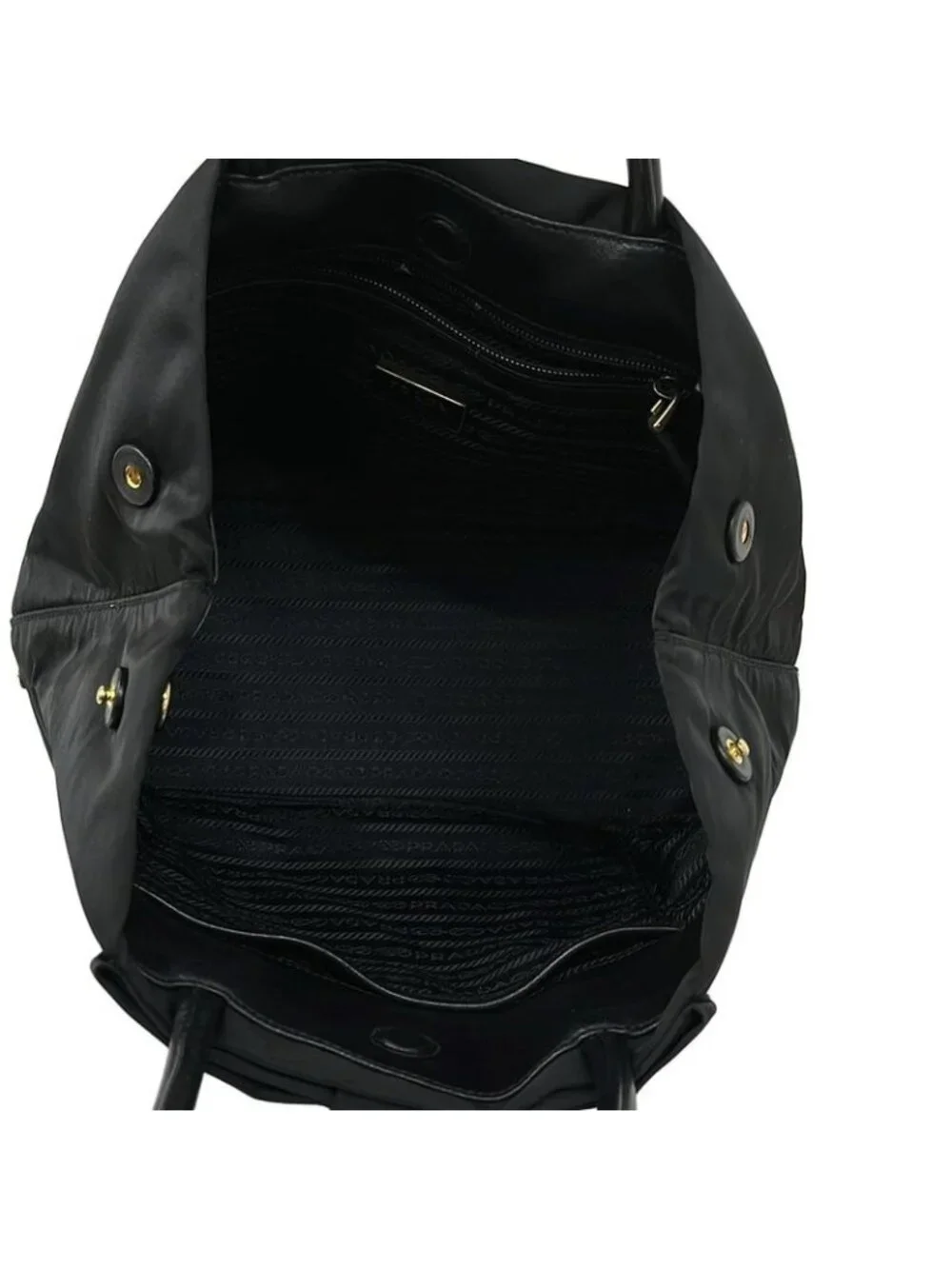 Prada Tote Logo Jacquard Black Ribbon Leather - Picture 7 of 10